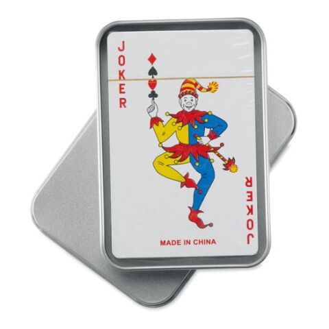 Playing cards in tin box matt silver | No Branding | not available | not available