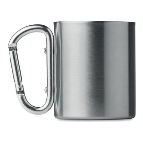 Metal mug and carabiner handle 220 ml matt silver | No Branding | not available | not available | not available
