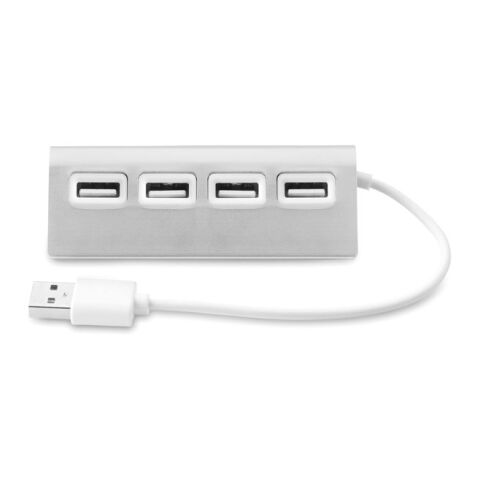 4 port USB hub matt silver | No Branding | not available | not available