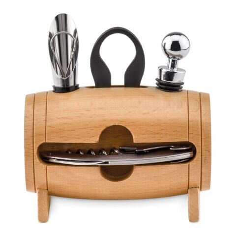 4 pcs wine set in wooden stand wood | No Branding | not available | not available