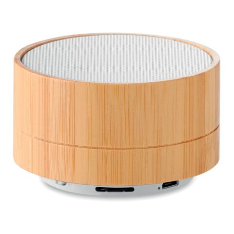Round 3W bamboo wireless speaker white | No Branding | not available | not available | not available