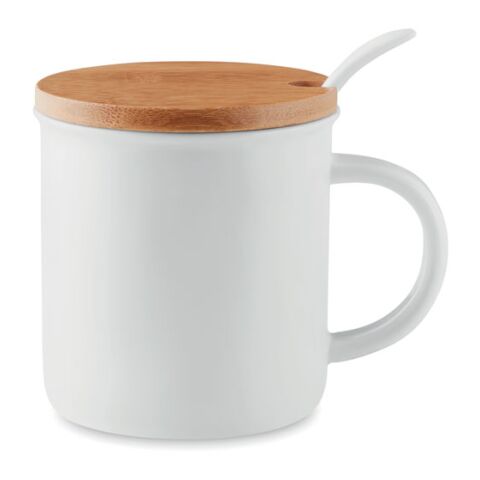 Porcelain mug with spoon white | No Branding | not available | not available