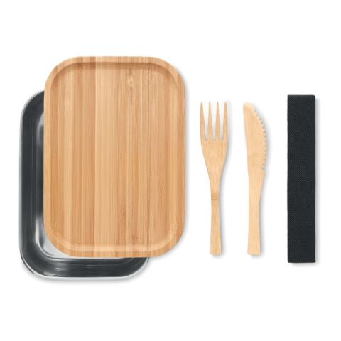 Stainless steel lunchbox 600ml wood