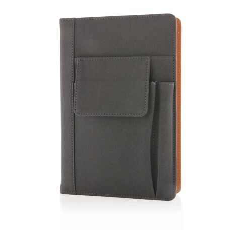 Notebook with phone pocket black | No Branding | not available | not available