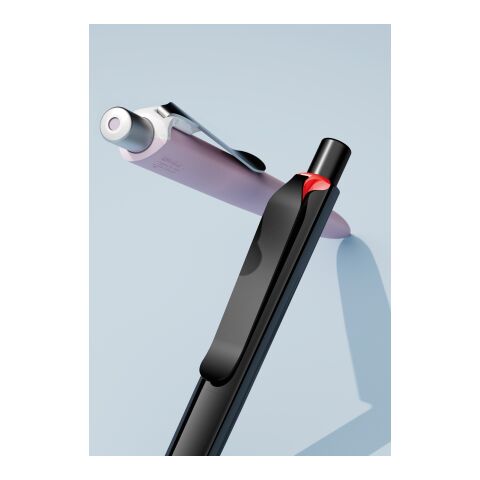 Prodir DS8 push ballpoint pen polished with metal clip white-silver | Without Branding | Blue