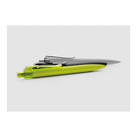Prodir QS01 push ballpoint pen Soft Touch with metal clip yellow-silver | Without Branding | Black