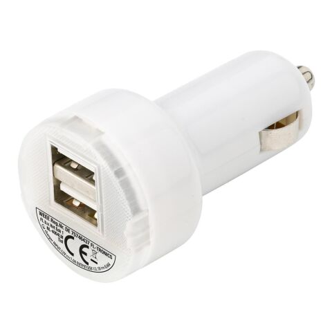 Plastic car power adapter with two USB ports cobalt blue | No Branding | not available | not available