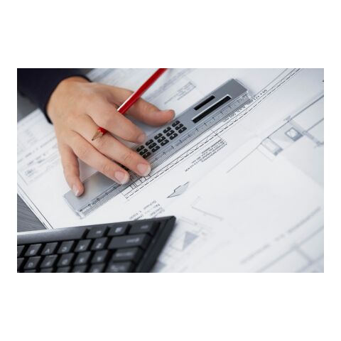 Ruler with calculator Heather, ABS silver | No Branding | not available | not available
