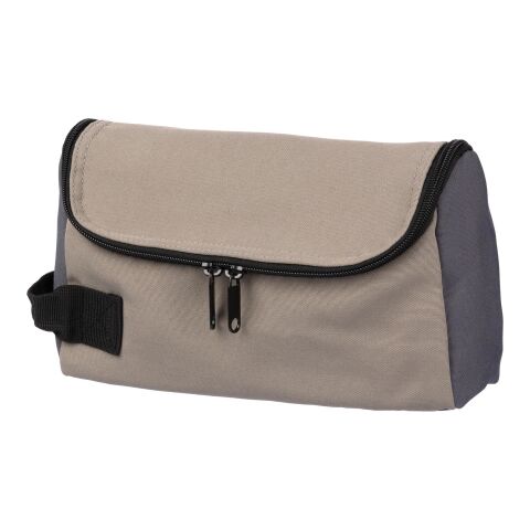 Polyester (600D) toiletry bag Niklas taupe | No Branding | not available | not available