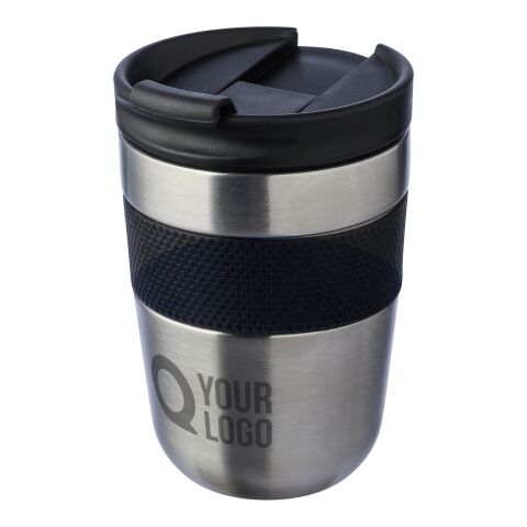 Stainless steel double-walled drinking mug 300 ml Keith black/silver | No Branding | not available | not available