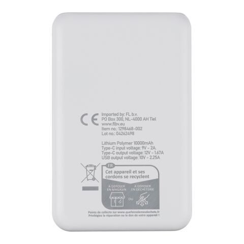 Recycled ABS powerbank Rayen white | No Branding