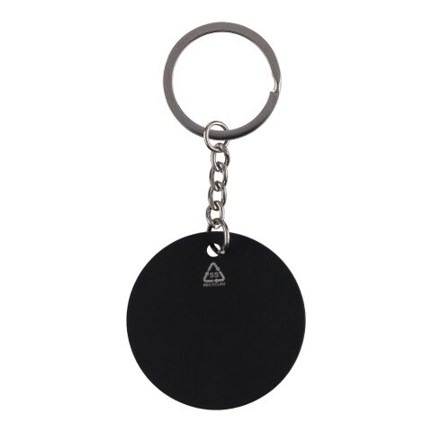 Recycled stainless steel round keychain Risa black | No Branding