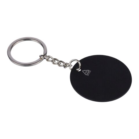 Recycled stainless steel round keychain Risa black | No Branding | not available | not available