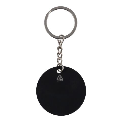 Recycled stainless steel soccer ball keychain Ciro black | No Branding