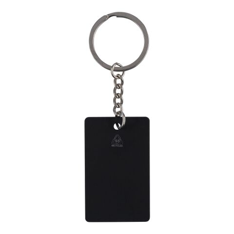 Recycled stainless steel rectangular keychain Jax black | No Branding