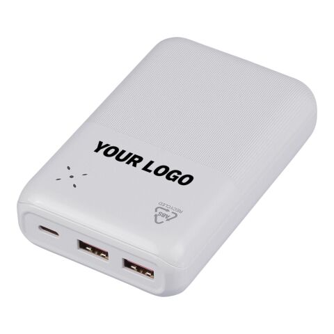 Recycled ABS powerbank Rayen white | No Branding | not available | not available
