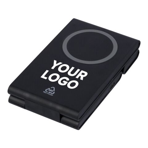Recycled ABS 3-in-1 magnetic wireless charger Valerio black | No Branding
