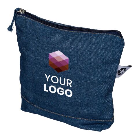 Recycled denim cosmetic bag Orin blue | No Branding