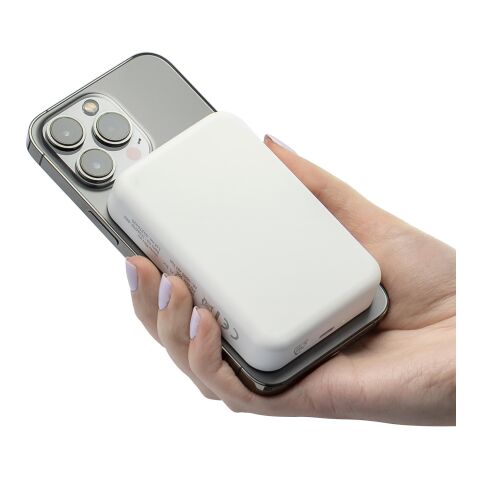 Recycled wireless charger powerbank Meno white | No Branding | not available | not available