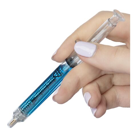Recycled ABS syringe shaped ballpen Dr. David light blue | No Branding | not available | not available