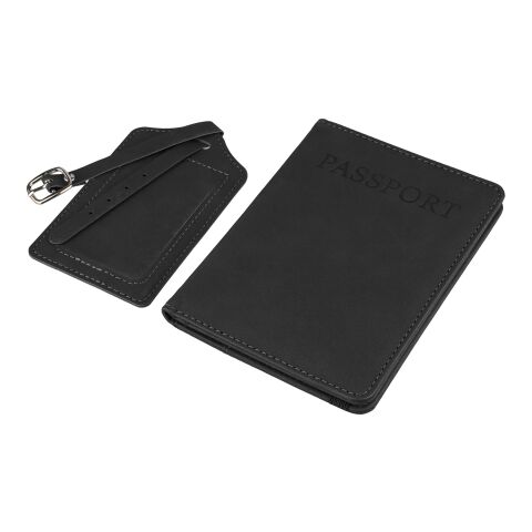 Recycled PU passport holder and luggage label Zani black | No Branding | not available | not available