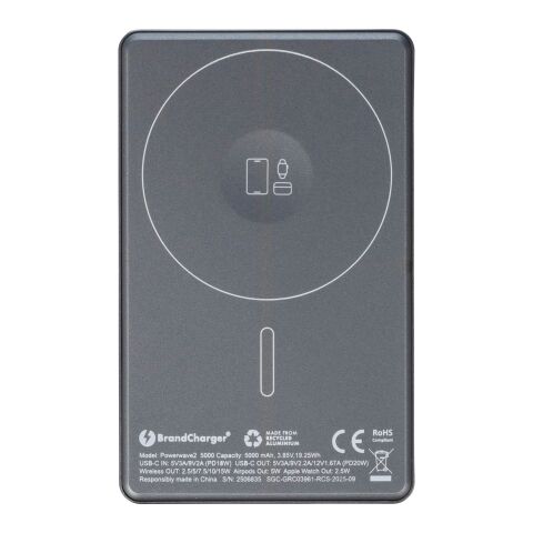 BrandCharger power bank Powerwave 2 | Recycled | 5,000 mAh gun metal