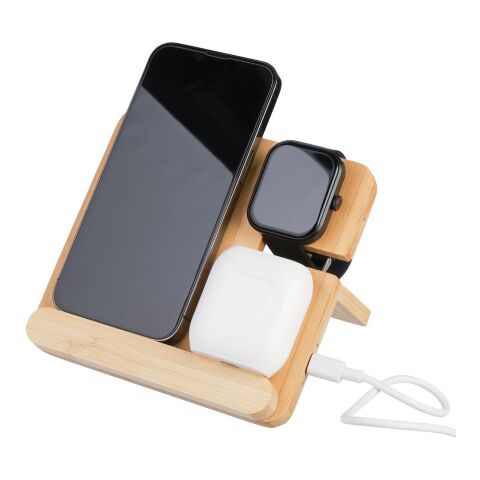 Wireless charger Tribu | Recycled bamboo | 3-in-1 brown