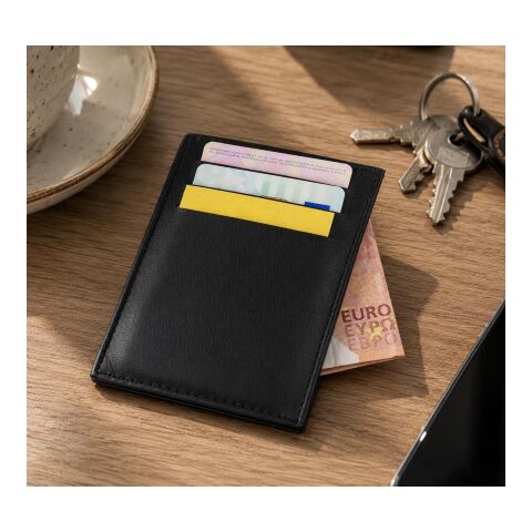 Split leather credit card wallet Logan black