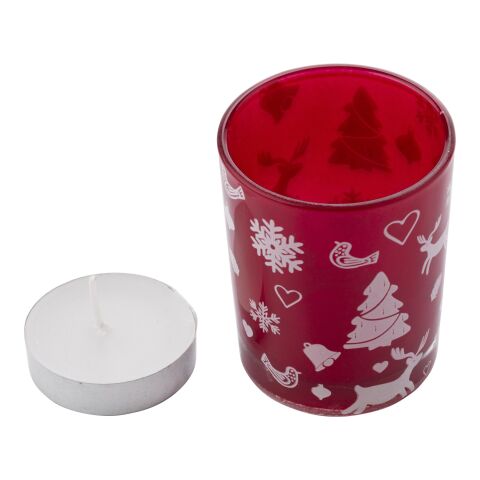Glass candle holder with Christmas decorations Kirsten white | No Branding