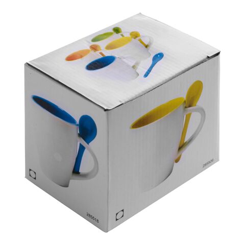 Ceramic mug with spoon Eduardo yellow | No Branding | not available | not available