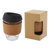 Lidan 360 ml borosilicate glass tumbler with cork grip and silicone lid Solid black | not available