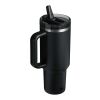 Stanley Quencher® ProTour 1180 ml recycled stainless steel insulated flip straw tumbler	 Solid black