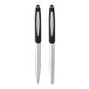 Geneva stylus ballpoint pen and rollerball pen set Standard | Silver-Solid black | No Branding | not available | not available