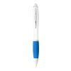 Blue Ink Nash Ballpoint Pen White Barrel & Coloured Grip Standard | White-Aqua | No Branding | not available | not available