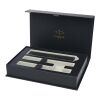 Parker IM Essentials rollerball and ballpoint pen set - silver Solid black