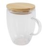 Leona 350 ml glass cup with bamboo lid Standard | White | No Branding | not available | not available