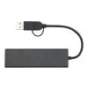 Rise RCS recycled aluminium USB 2.0 hub Standard | Solid black | No Branding | not available | not available