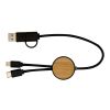 Chechia 5-in-1 recycled plastic 30 cm data sync and 27W fast charge cable with bamboo details Standard | Black | No Branding | not available | not available