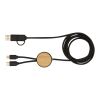 Chechia 5-in-1 recycled plastic 150 cm data sync and 27W fast charge cable with bamboo details Standard | Solid black | not available | No Branding | not available | not available