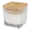 Ambra square glass candle with bamboo lid White
