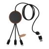 SCX.design C40 3-in-1 rPET light-up logo charging cable and 10W charging pad Wood-Solid black | Not applicable | No Branding | not available | not available
