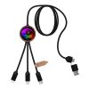 SCX.design C37 3-in-1 rPET light-up logo charging cable with round wooden casing Wood | Not applicable | No Branding | not available | not available