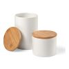 Munch 500 Canister Ceramic 525ml. Bamboo lid  White | No Branding | not available | not available | not available