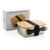 Stainless steel lunchbox with bamboo lid and spork silver | No Branding | not available | not available