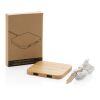 FSC® certified bamboo 5W wireless charger with USB brown | No Branding | not available | not available