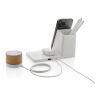 Ontario recycled plastic & bamboo 3-in-1 wireless charger White | No Branding | not available | not available