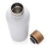 Wood RCS certified recycled stainless steel vacuum bottle White | No Branding | not available | not available