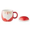 Ceramic mug with lid 370 ml red | No Branding | not available | not available