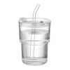 Glass tumbler with straw 400ml transparent | No Branding | not available | not available