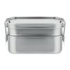 Stainless steel lunch box with  2 compartments matt silver | No Branding | not available | not available | not available